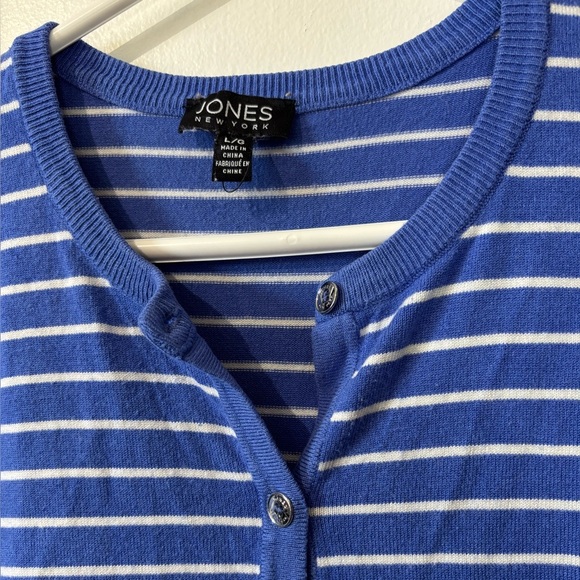 🎉4/30$🎉 Jones New York Blue Striped Cardigan - L - Picture 2 of 4